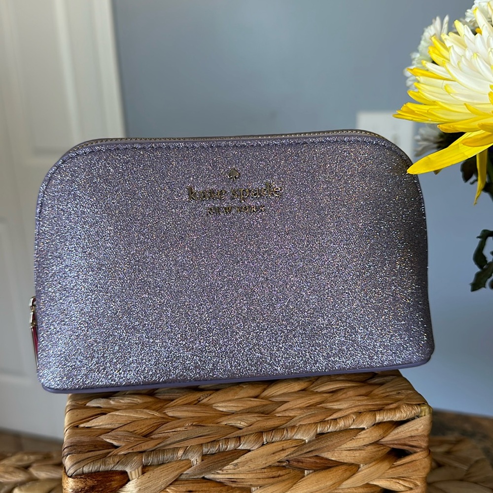 NWT KATE SPADE GLITTER MAKE UP BAG